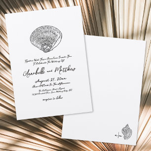 Convites Casamento Simples e Elegante na Praia com Conchas 