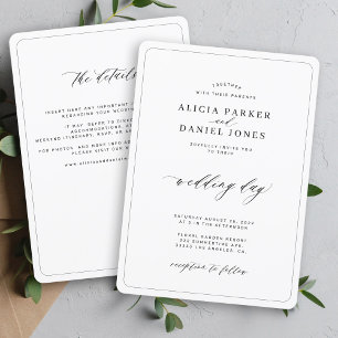 Convites Casamento simples e elegante preto e branco tudo e