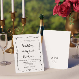 Convites Casamento Simples e Excêntrico Desenhado à Mão Pre