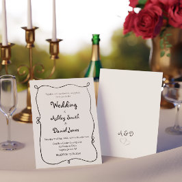 Convites Casamento Simples e Excêntrico Desenhado à Mão Pre