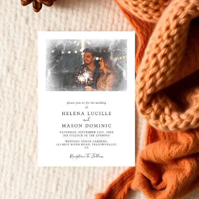 Convites Casamento Simples E Limpo Da Sobreposição De Fotos (Criador carregado)