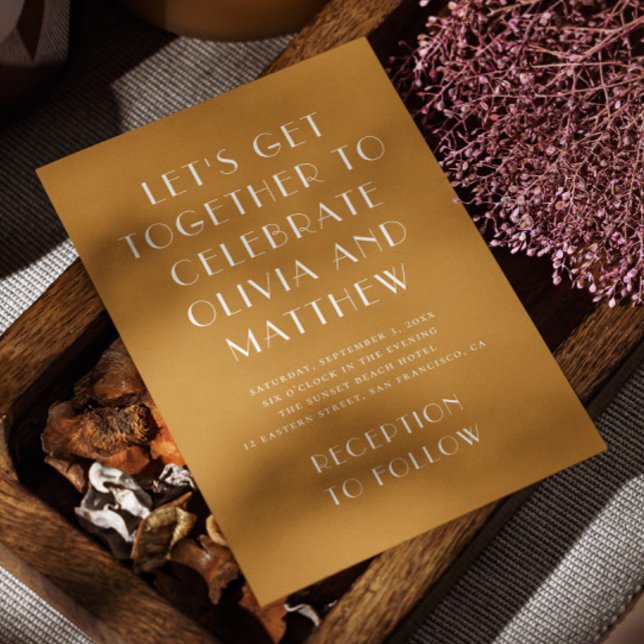 Convites Casamento simples e minimalista amarelo-mostarda (Criador carregado)