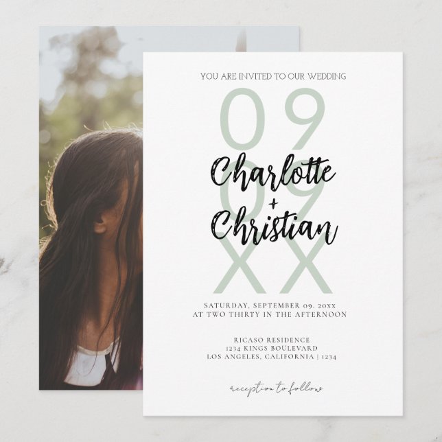 Convites Casamento Simples e Minimalista Bold Date (Frente/Verso)