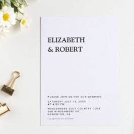 Convites Casamento Simples e Minimalista Preto e Branco