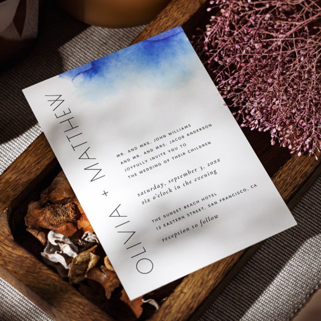 Convites Casamento simples e moderno azul náutico (Criador carregado)