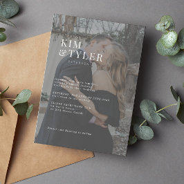 Convites Casamento simples e moderno com sobreposição de fo