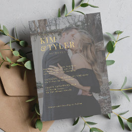 Convites Casamento simples e moderno com sobreposição de fo