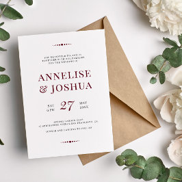Convites Casamento simples e moderno de tipografia burgundy