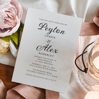 Convites Casamento Simples e Moderno do Elegante Cream Brid