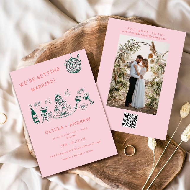 Convites Casamento Simples e Simples de Quirky Desenhado À  (Criador carregado)