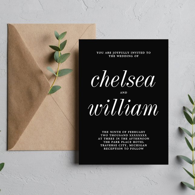 Convites Casamento Simples e Simples Negro Simplicidade 2 V (Criador carregado)