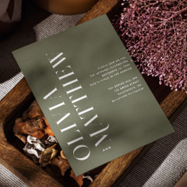 Convites Casamento simples e verde-oliva minimalista + deta