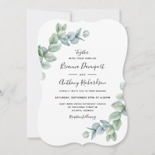 Convites Casamento Simples Elegante Boho Eucalyptus Greener