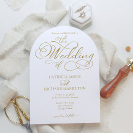 Convites Casamento Simples Elegante Dourado Falso Folha Scr