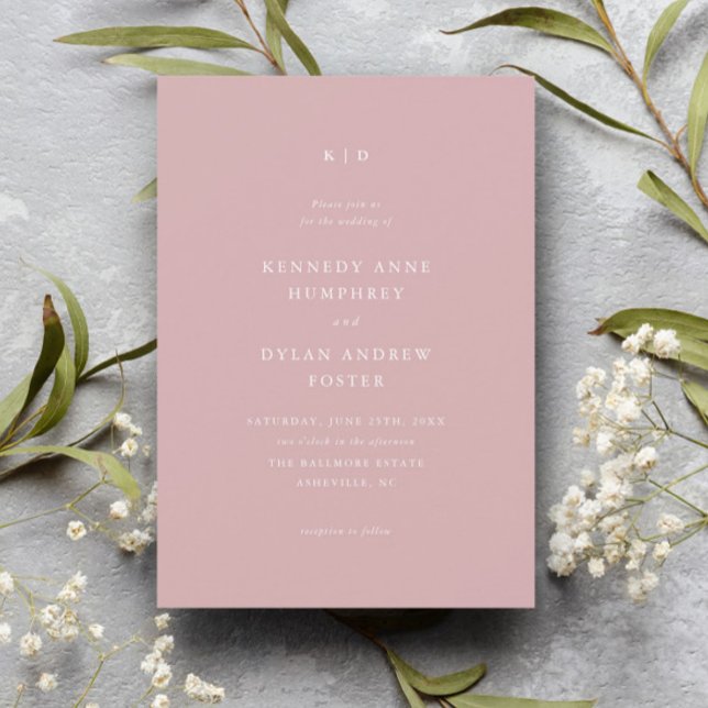 Convites Casamento Simples Elegante em Rosa Pó (Criador carregado)
