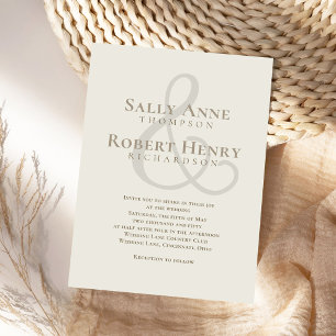 Convites Casamento Simples Elegante Moderno Ampersand Scrip