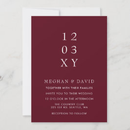 Convites Casamento Simples Elegante Moderno Burgundy