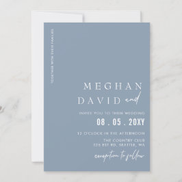 Convites Casamento Simples Elegante Moderno Dusty Blue