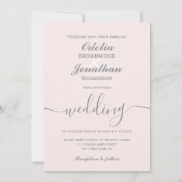Convites Casamento Simples Elegante Moderno, Rosa Mole