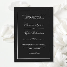 Convites Casamento Simples Elegante Negro Clássico