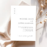 Convites Casamento Simples Elegante Negro e Branco Minimali<br><div class="desc">Prepare-se para dar o tom para o seu grande dia com o nosso modelo de "Simples Convite para Casamento Mínimo de Preto e Branco". Esse design capta perfeitamente a essência da sofisticação moderna, com suas linhas limpas, fontes clássicas de serifa e paleta nítida de cores preto e branco. O roteiro...</div>