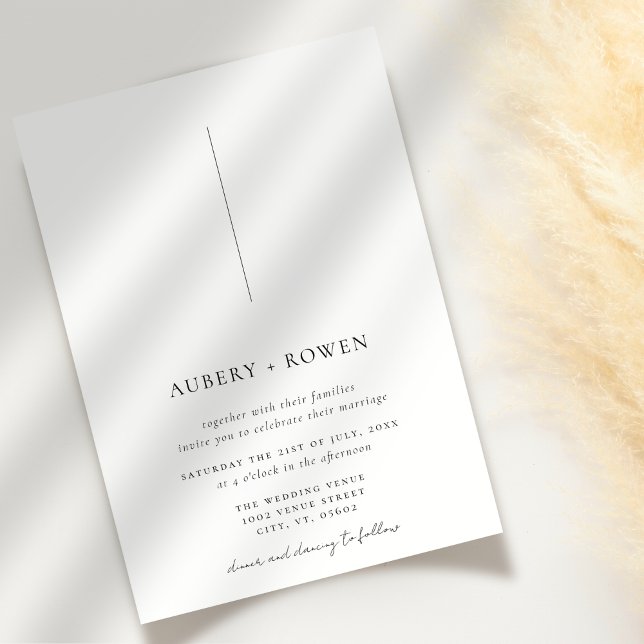 Convites Casamento Simples Elegante Negro e Branco Minimali (Criador carregado)