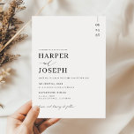 Convites Casamento Simples Elegante Negro e Branco Minimali<br><div class="desc">Este convite apresenta um design limpo e minimalista com um sofisticado esquema de cores preto e branco. O foco é na bela caligrafia, assegurando que seus hóspedes saibam que eles são convidados para uma ocasião verdadeiramente excepcional. Perfeito para um casamento vintage moderno, esse design transmite uma sensação de classe de...</div>