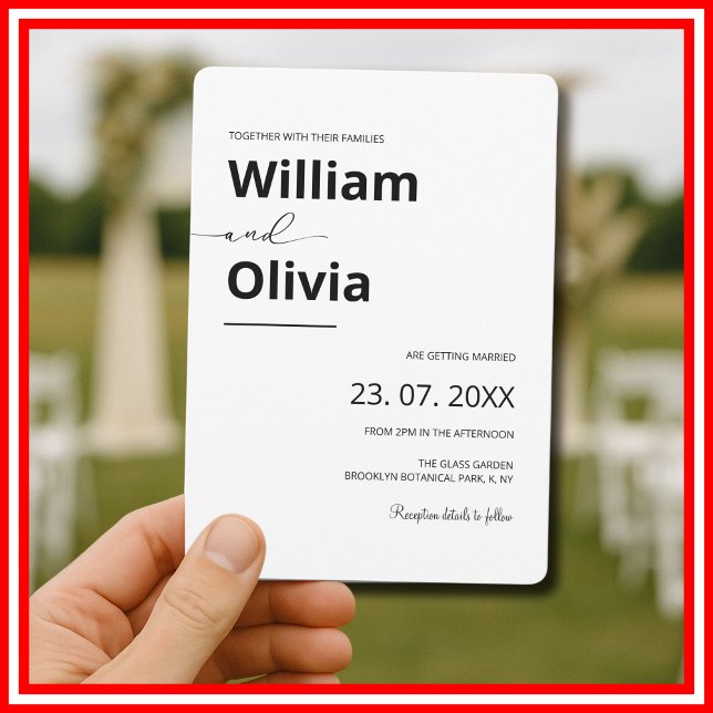 Convites Casamento Simples Elegante Negro e Branco Minimali (Criador carregado)