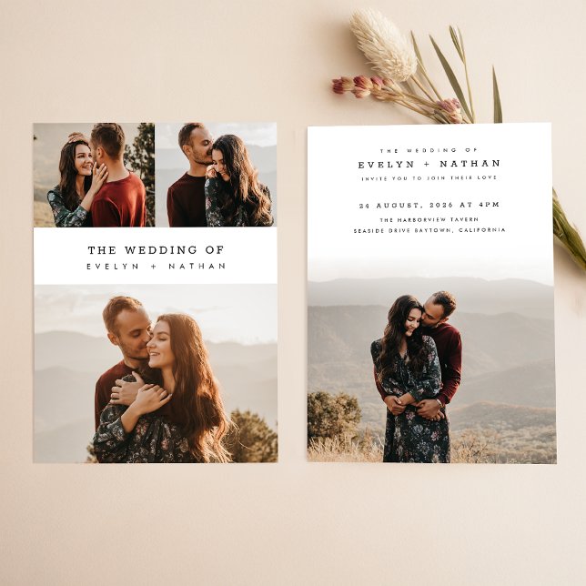 Convites Casamento Simples Elegante Orçamento Colagem de Fo (Criador carregado)
