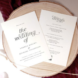 Convites Casamento Simples Elegante Romântico Tudo em Um Ca