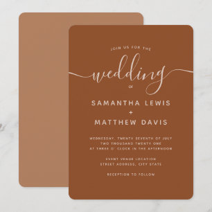 Convites Casamento Simples Elegante Terracotta Bohemian