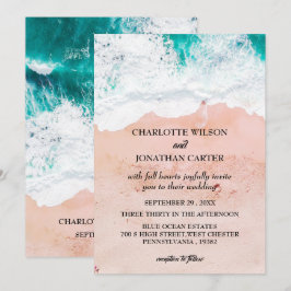 Convites Casamento Simples Elegante Tropical à Beira da Pra