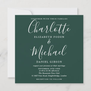 Convites Casamento Simples Elegante Verde Esmeralda Roteiro