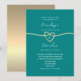 Convites Casamento Simples em Azul Verde