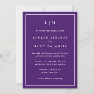 Convites Casamento Simples em Monograma Roxo