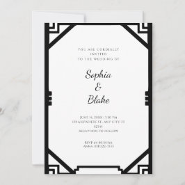 Convites Casamento Simples em Preto e Branco no Estilo Art