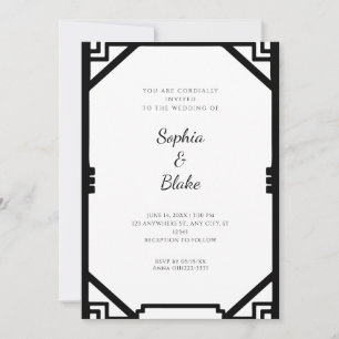 Convites Casamento Simples em Preto e Branco no Estilo Art