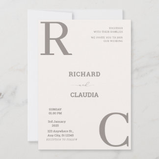 Convites Casamento Simples entre Beige e Brown e Minimalist