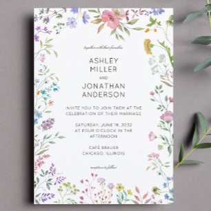 Convites Casamento simples, Eterno de flor selvagem