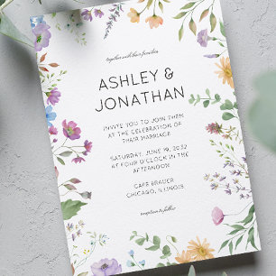 Convites Casamento simples, Eterno de flor selvagem