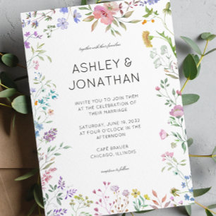 Convites Casamento simples, Eterno de flor selvagem