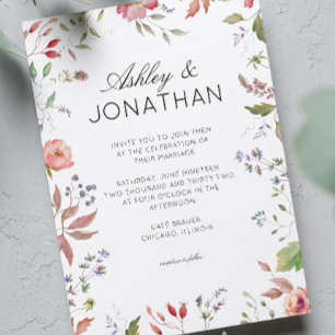 Convites Casamento simples, Eterno de flor selvagem