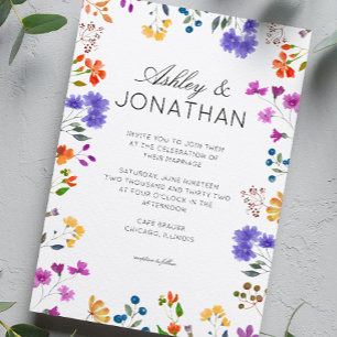 Convites Casamento simples, Eterno de flor selvagem