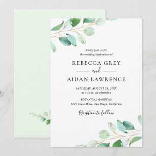 Convites Casamento Simples Eucalyptus Greenery