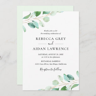 Convites Casamento Simples Eucalyptus Greenery