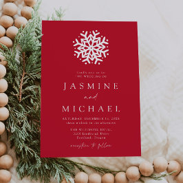 Convites Casamento Simples Floco de Neve Vermelho