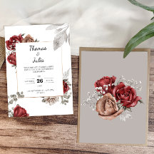 Casamento Simples Floral de Burgundy Watercolor