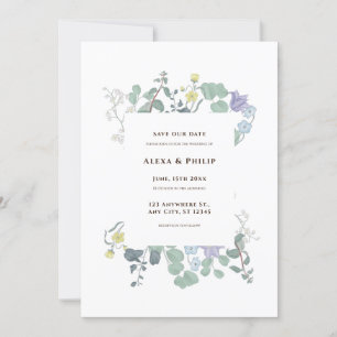 Convites Casamento Simples Floral minimalista