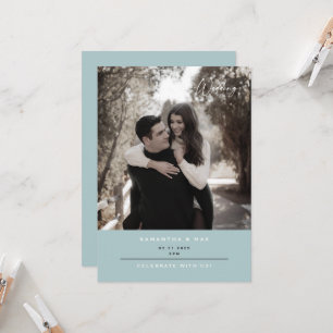 Convites Casamento Simples Foto Inverno Gelo Azul Contempor