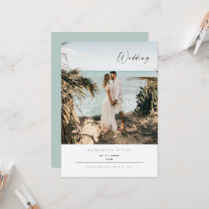 Convites Casamento Simples Foto Seafoam Contemporâneo
